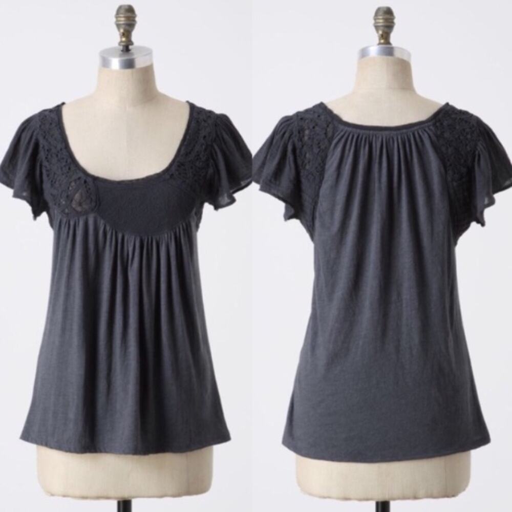 Anthropologie C Keer “This and Tap” gray blouse